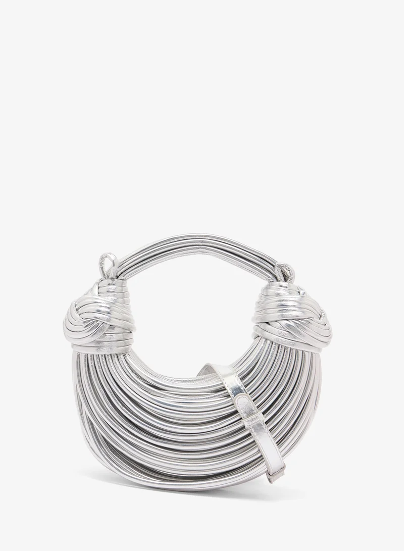 Silver Metallic Statement Wire Clutch